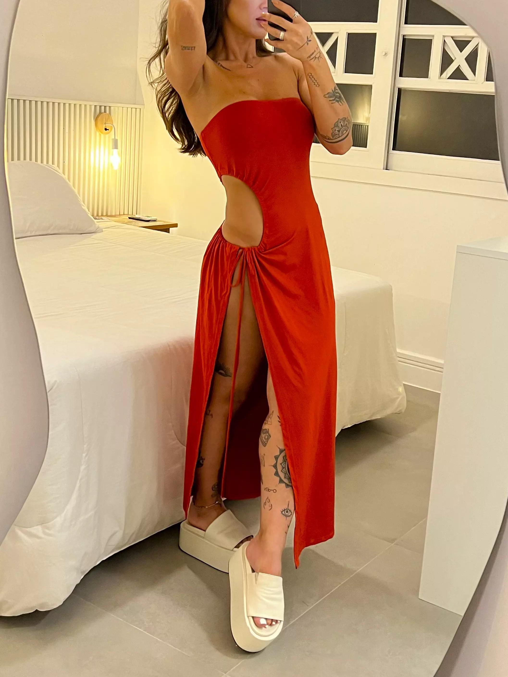 James & Eva – Side-Tie Glam Slit Dress