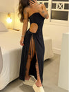 James & Eva – Side-Tie Glam Slit Dress